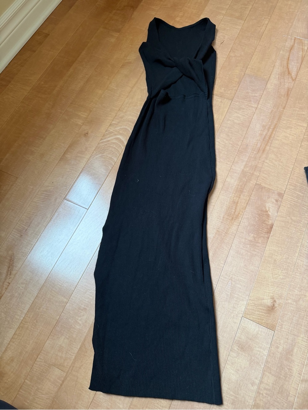 Sleeveless Black Twist-Front Maxi Dress